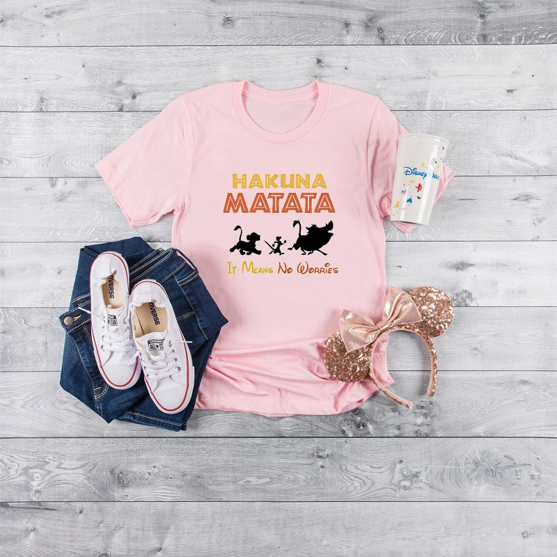 

2019 New Fashion Hakuna Matata Women T Shirt O-Neck The King Lion T-shirt Print For Female Casual Short Sleeve Women Tshirt