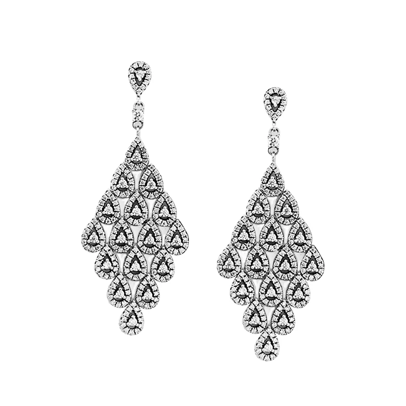 

CKK 925 Sterling Silver Drop Earrings Cascading Glamour Large Hanging Earrings European Style Jewelry For Women Fashion Charms