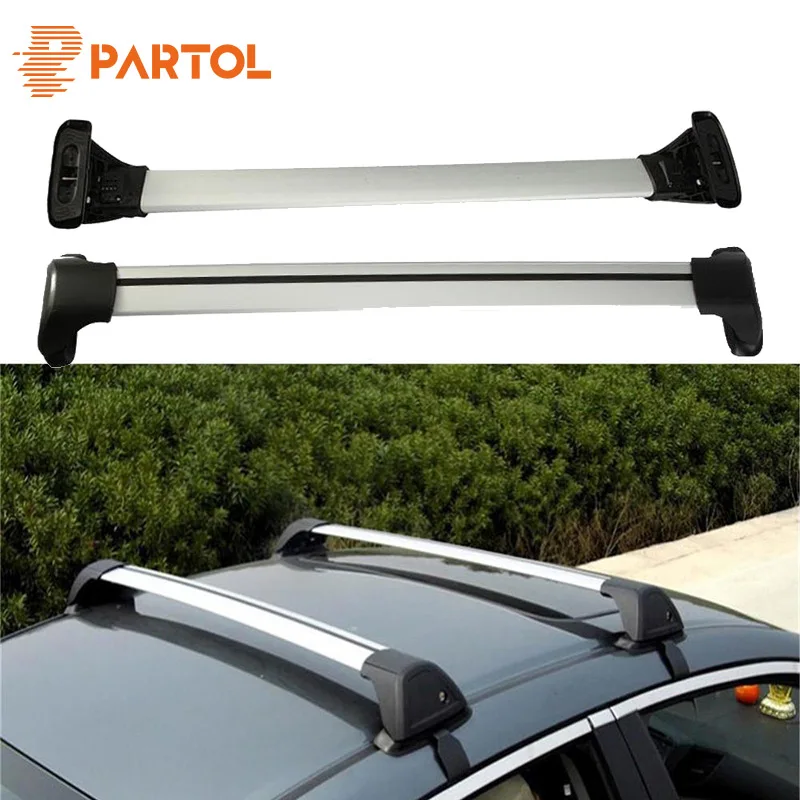 

Partol Universal Car Roof Rack Cross Bars Crossbars 150LBS 68KG Aircraft Aluminum Cargo Luggage Snowboard Carrier fit 120-132cm