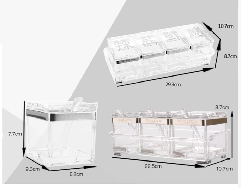 Разъемные акриловые специи банки и специи горшки с Набор ложек и поварёшек-контейнер для хранения приправы банки-новое обновление независимого крышкой