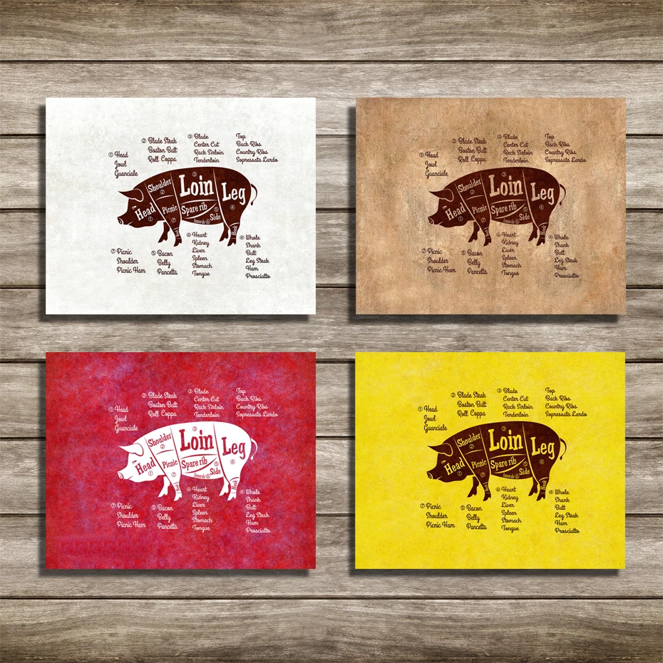 Pork Meat Pig Cuts Butchers Kitchen Wall Art Decorative Canvas Paintings Animal Picture And Posters Gifts Dining Room Home Decor Painting Calligraphy Aliexpress