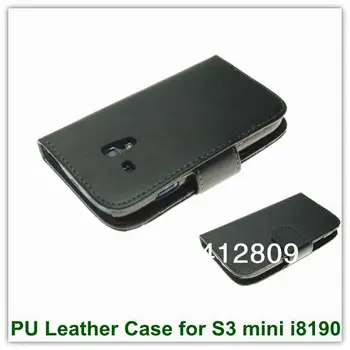 

New Arrival PU Wallet Book Style Leather Cover Case for Samsung Galaxy S3 mini i8190 Free Shipping