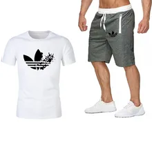 Summer New Hot Men's Sets Brand T Shirts+Short pants Two Pieces Suits Casual Tracksuit Casual Tshirt Gyms Fitness Shorts men Set