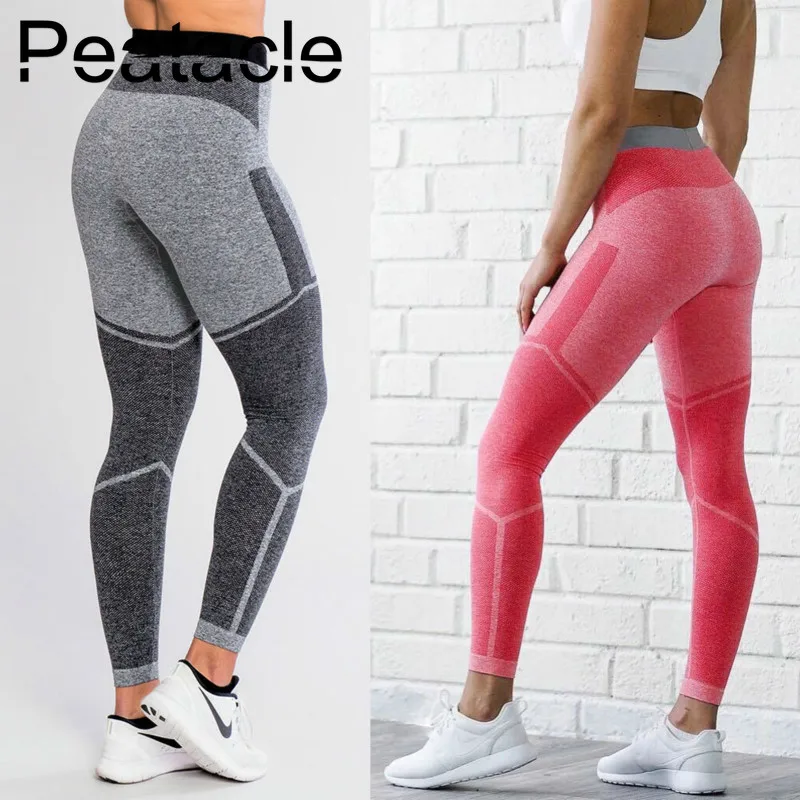 

Peatacle Leggins Sport Women Fitness High Waist Yoga Pants Gym Workout Seamless Scrunch Flex Push Up Spandex Plus Size 2019