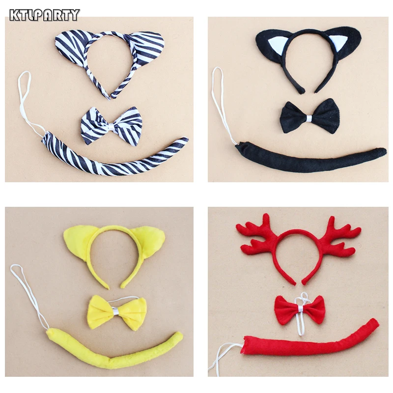 

Adult and children's partay headband cat ear,money,mickey mouse,rabbit,leopard,frog,fox,wolf ear headband+bow tie+tail