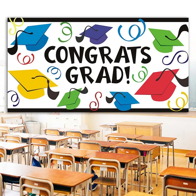 

Party Photobooth Props Congrats Grad Sign Banner Creative Graduation Party Wall Banner Photo Booth Prop