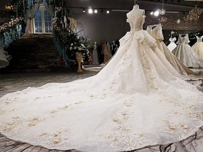 LS78550 2018 платье люксРоскошное свадебное с плеча бальное зашнуровать назад вышитые