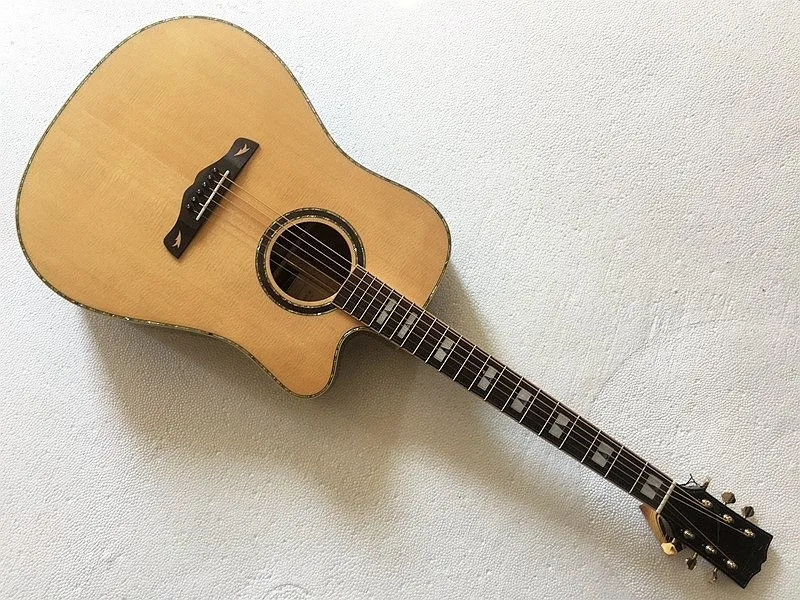 

dreadnaught acoustic-electric perform guitar with square shell inlay fretboard