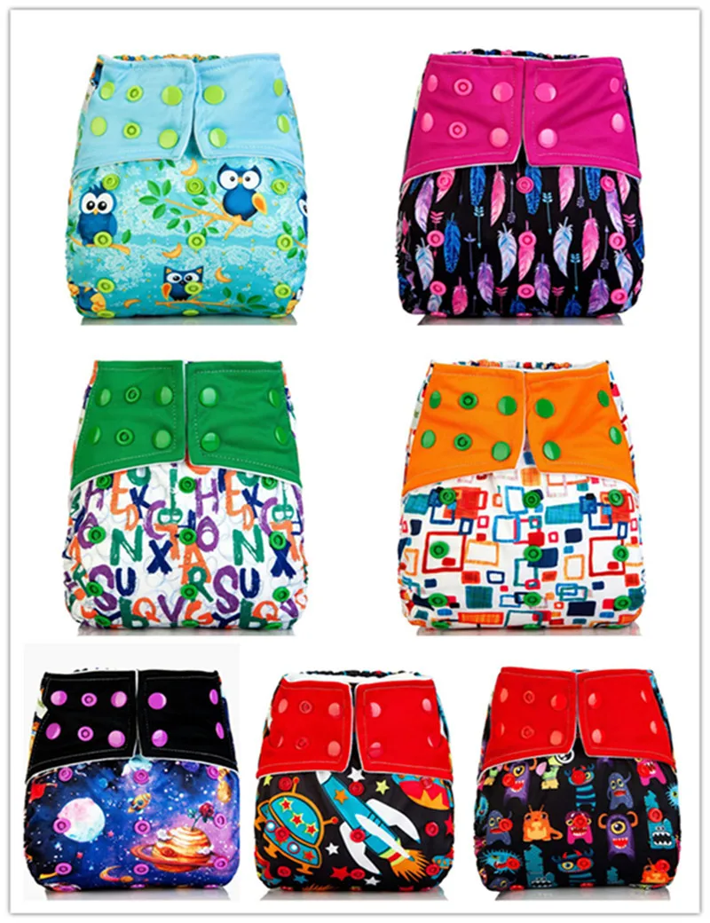 1pcs Reusable AIO Cloth Diaper with 1pcs Microfiber Inserts One Size