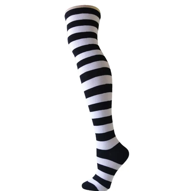 Women Striped Thigh High Stockings Over Knee Socks Warm Long Socks ...