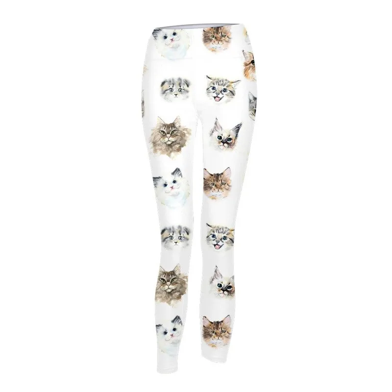 

VEEVAN Fitness Leggings Women Fashion Cute Animal Cat 3D Printing High Waist High Elasticity Ankle Length Slim Leggings Trousers