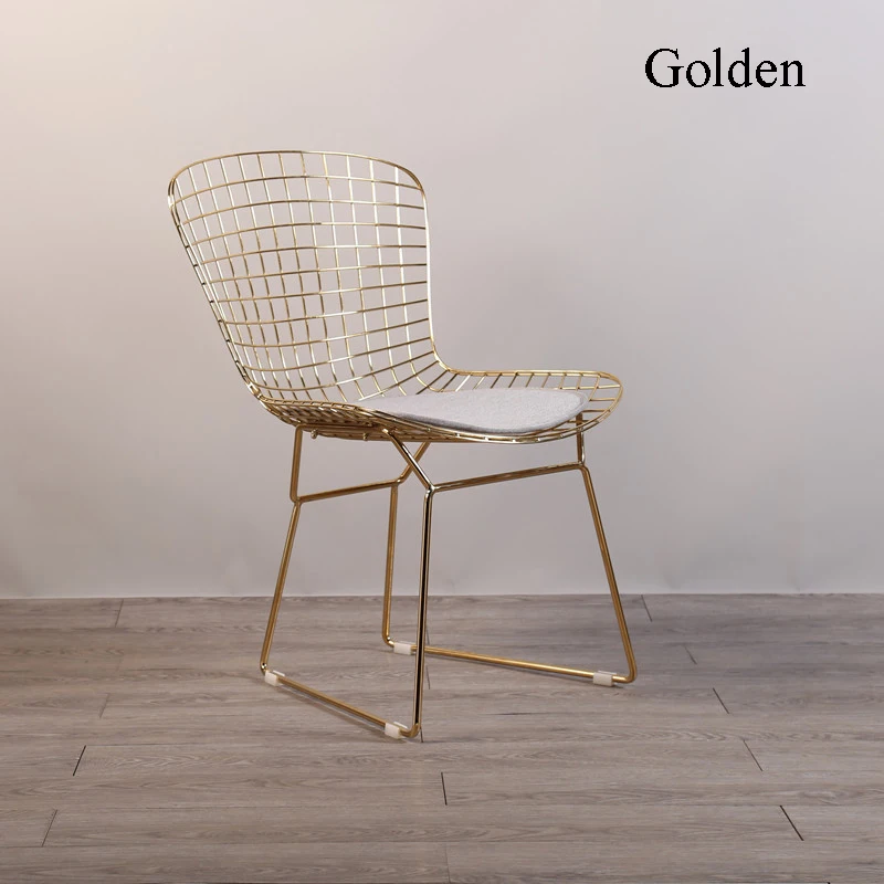 Скандинавские INS железное Простое Повседневное кресло, мебель для дома, спальни, офисное собрание, компьютерное кафе со стульями, ресторан, подходит для проволочного стула - Цвет: Golden