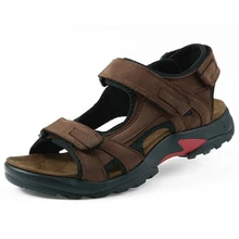 Мужские сандалии; Летняя Повседневная пляжная обувь для прогулок; сандалии из натуральной кожи высокого качества; модная обувь из воловьей кожи; Мужская обувь для отдыха; размеры 38-48