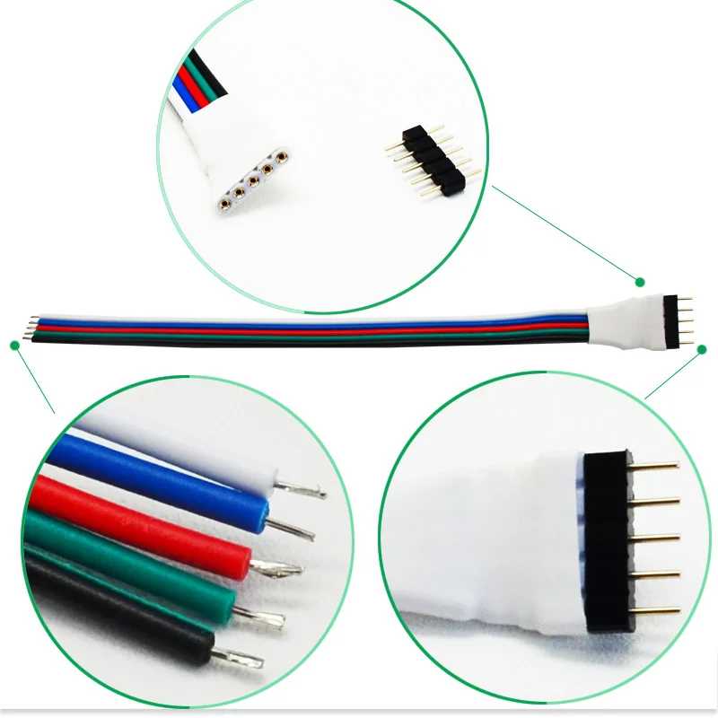 10 шт./лот, 5Pin светодиодные ленты Разъем провода для 5050 RGBW RGBWW светодиодный цветной полосы