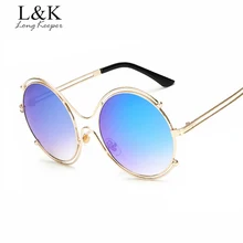 Larga Arquero Hellow out Aleación De Metal Redondas gafas de Sol de Las Mujeres Dom gafas Vintage Retro Gafas De Sol Mujer 2017 Nueva Marca diseño