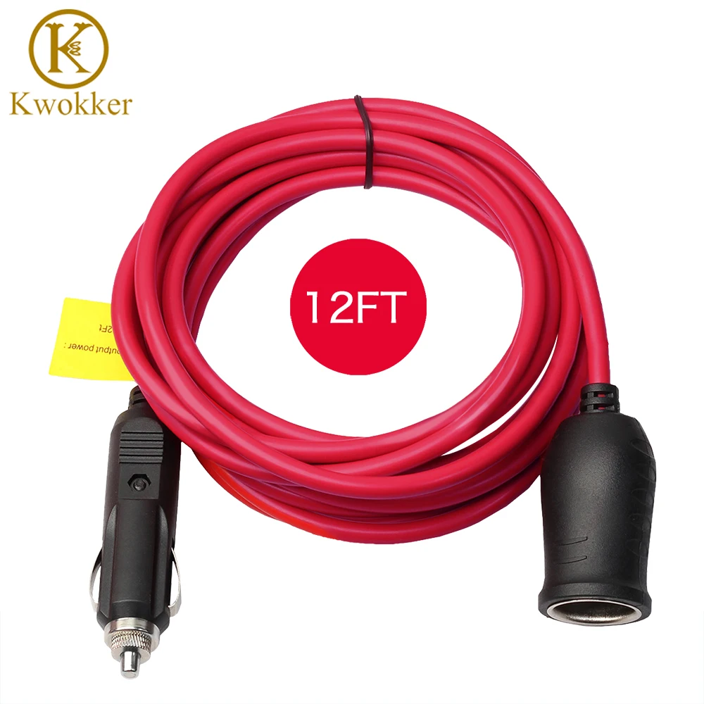

3.6M 12V/24V Cigarette Lighter Socket Charging Extension Cable Car Cigarette Lighter Plug Car Accessory 12FT Extended Cord
