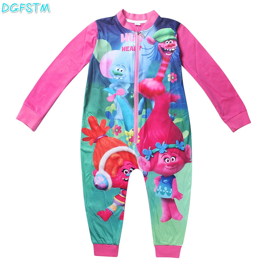 

Baby boys girls Tracksuit Children clothing Sets trolls Cartoon clothes long sleeve kids jumpsuit Gifts One Piece pajamas Jeans