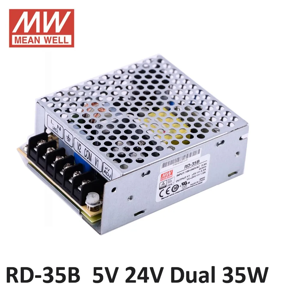 

Original Mean well RD-35B 35W 5V 2.2A 24V 1A Dual output Meanwell Power Supply 85-264VAC input 5V 24V Power supply adjustable