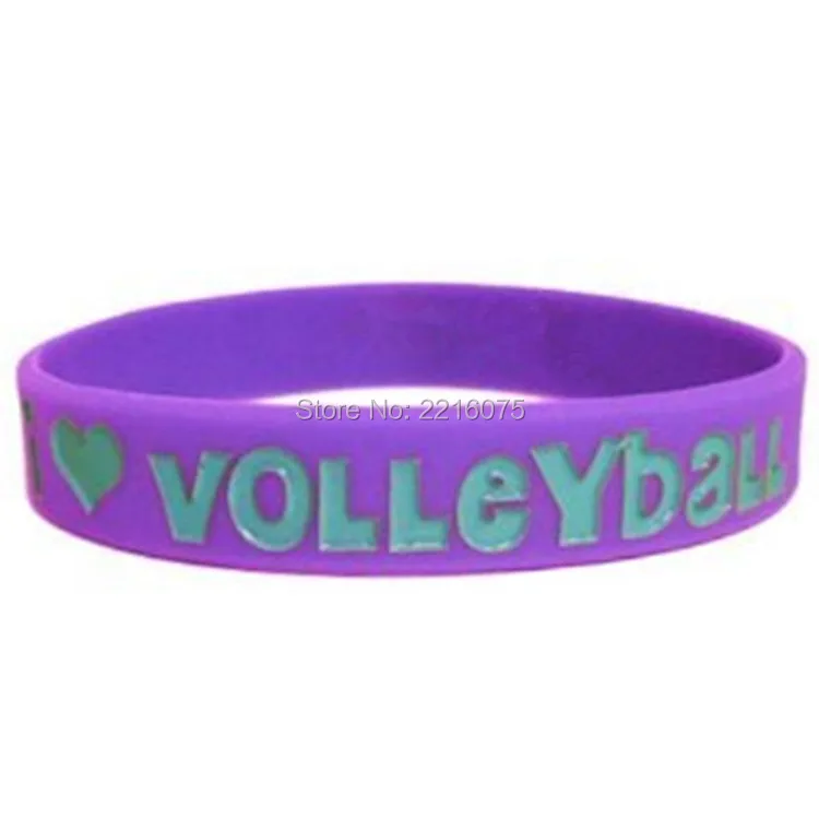 300pcs I HEART VOLLEYBALL wristband silicone bracelets free shipping by