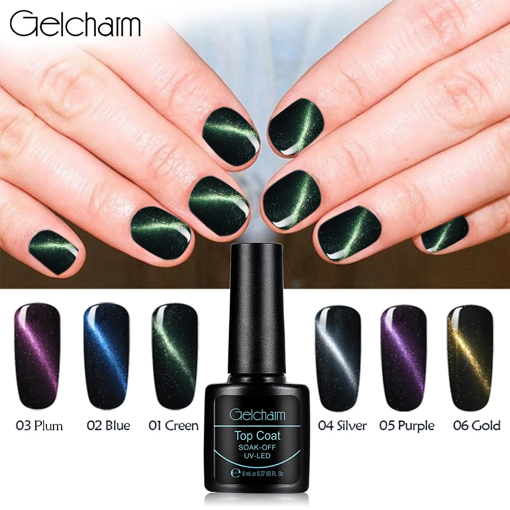 

8ml Cat Eye Top Coat Base Soak Off LED & UV Gel 6 Colors Vernis Ongle Nail Art Vernis Semi Permanent Manicure Gel Lak GelCharm