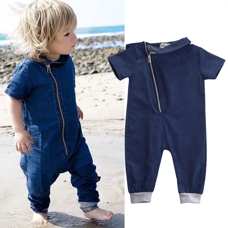 

Toddler Newborn Baby Boys Girls Solid Color Zipper Romper Jumpsuit Outfits Clothes