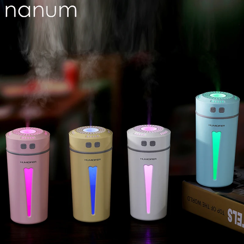 

Car Air Humidifier 260ml Essential Oil Diffuser With LED Night Light USB Happy Cup Humidifiers Car Aroma Diffuser