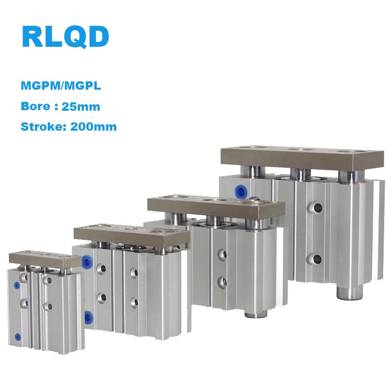 

MGP series MGPM MGPL Compact Three 3 Guide Rod Double Action Air Pneumatic Cylinder MGPM25-200 MGPL25-200 MGPM 25-200