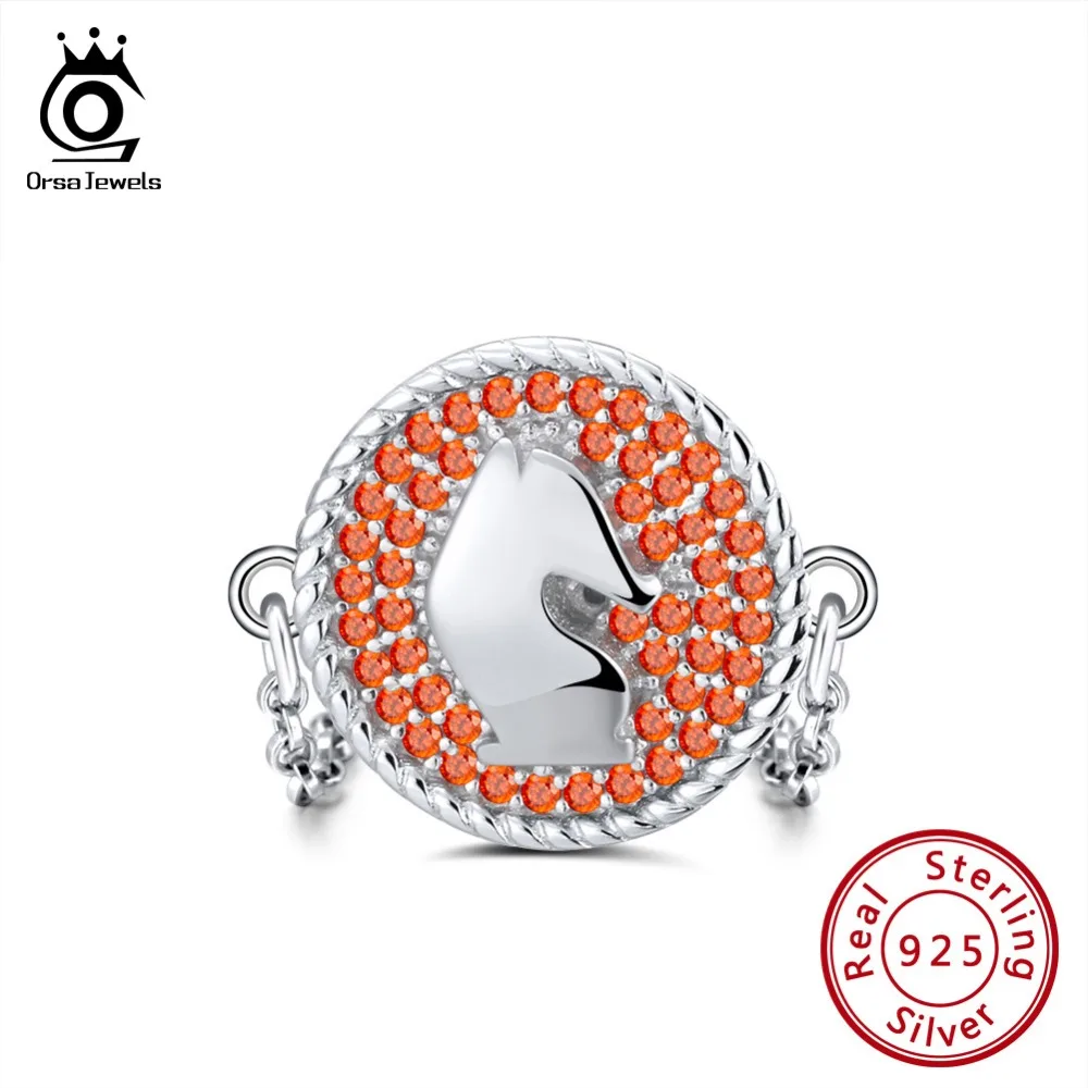 

ORSA JEWELS Solid 925 Sterling Silver Women Chess Theme Rings AAA Cubic Zircon Fashion Round Chain Finger Ring Jewelry SR108
