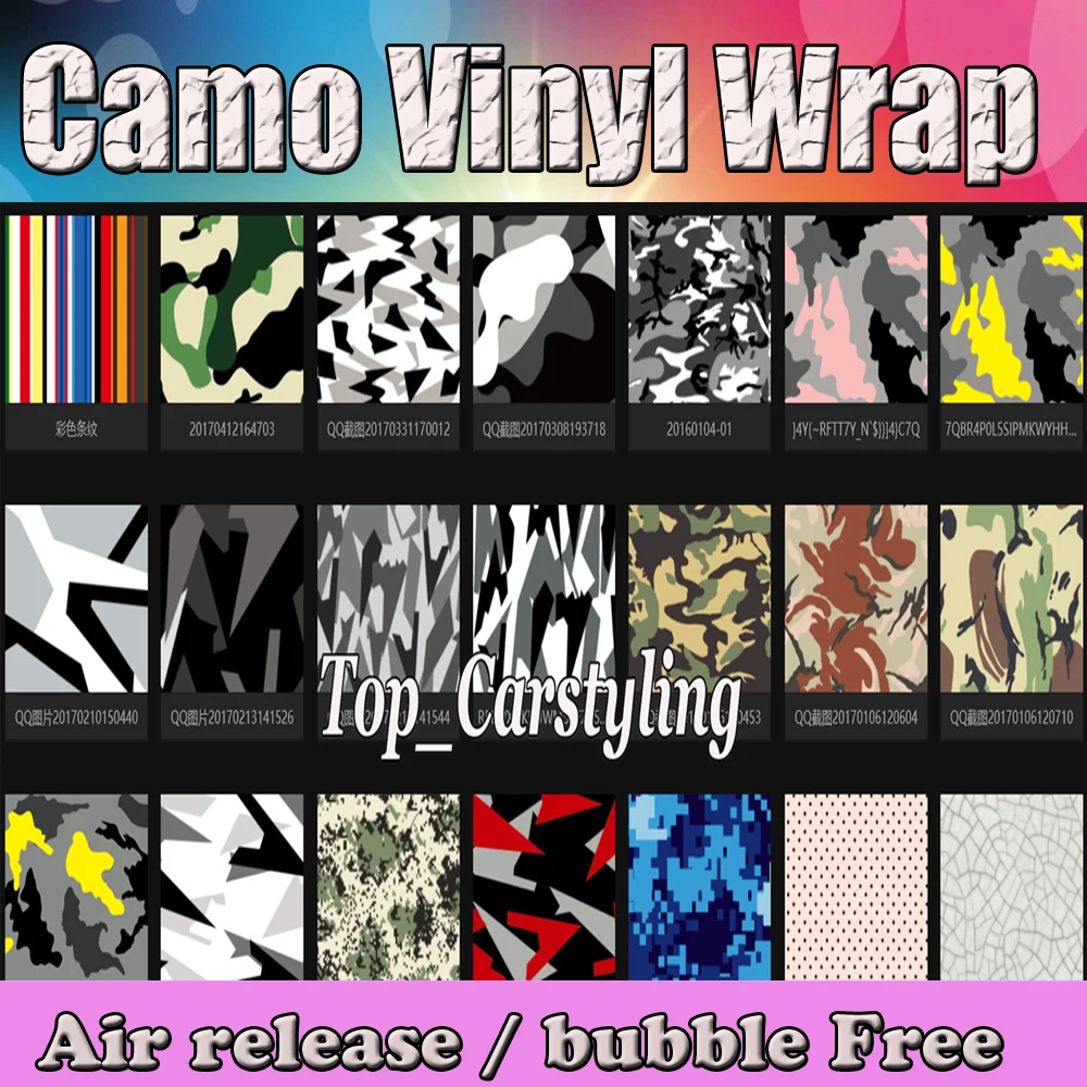 VARIOUS COLOURS stickerbomb camo vinyl car wrapping film with air bubble free 3m hexis (3)