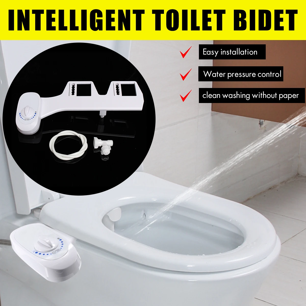 

Xueqin Single Nozzle Bathroom Toilet Seat Bidet Sprayer Cold Water Non-Electric Toilet Sprayer Nozzle Sprinkle 1/2'' 15/16''