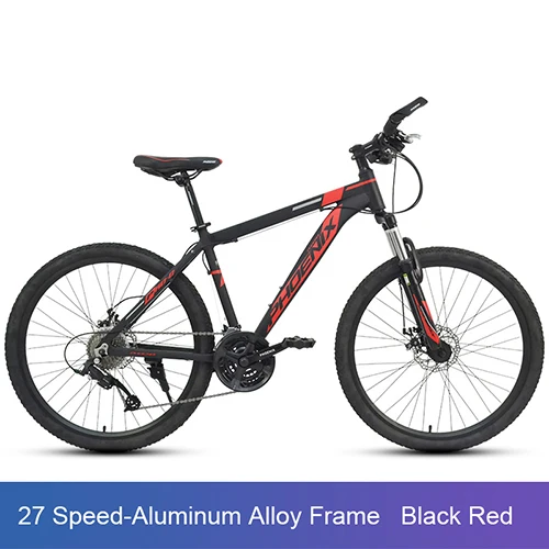Phoenix 26 дюймов Шоссейный велосипед горный Микро-передача 27 Скорость фэтбайк переключатель горного велосипеда алюминия двойной дисковый тормоз - Цвет: 27 Speed-Black Red
