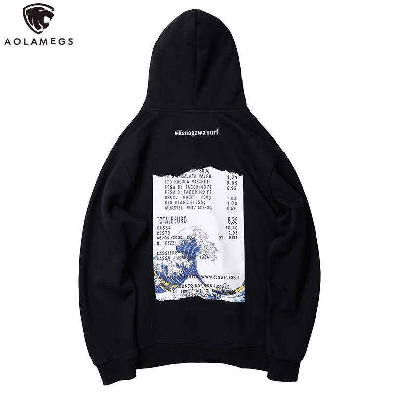  Aolamegs Hoodies Men Japanese Spray Print Hooded Thick Pullover Harajuku College Style Fleece Men H