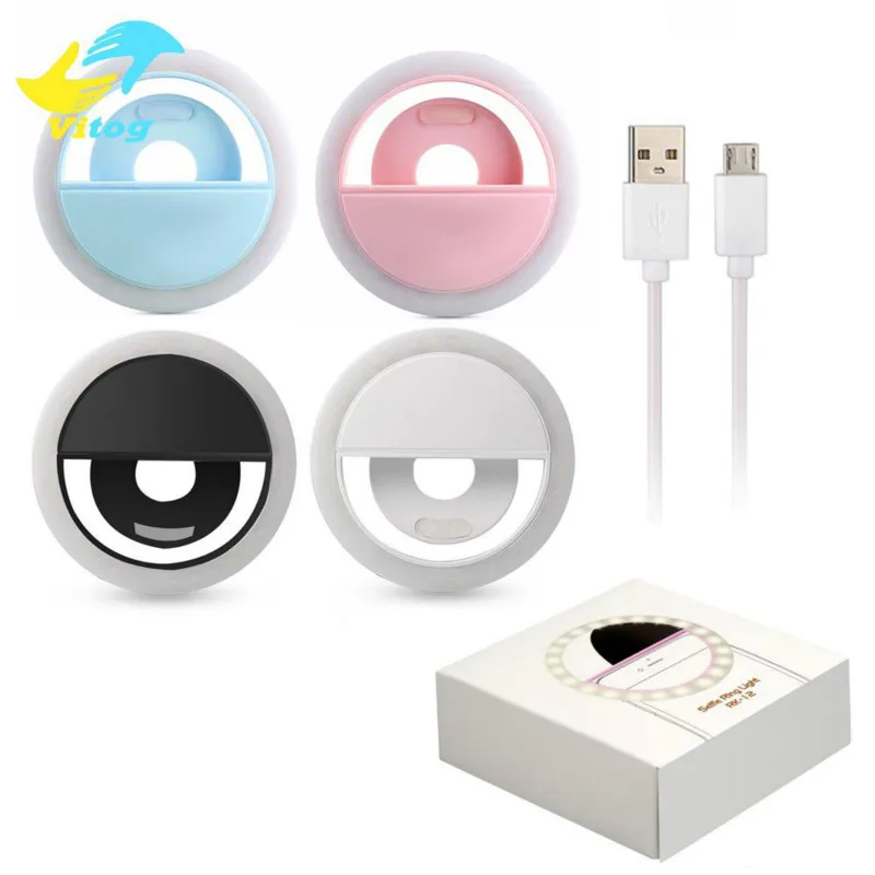 Universal Selfie LED Ring Flash Light Portable Mobile Phone 36 LEDS Selfie Lamp Luminous Ring Clip For iPhone 8 7 6 Plus Samsung afbeelding