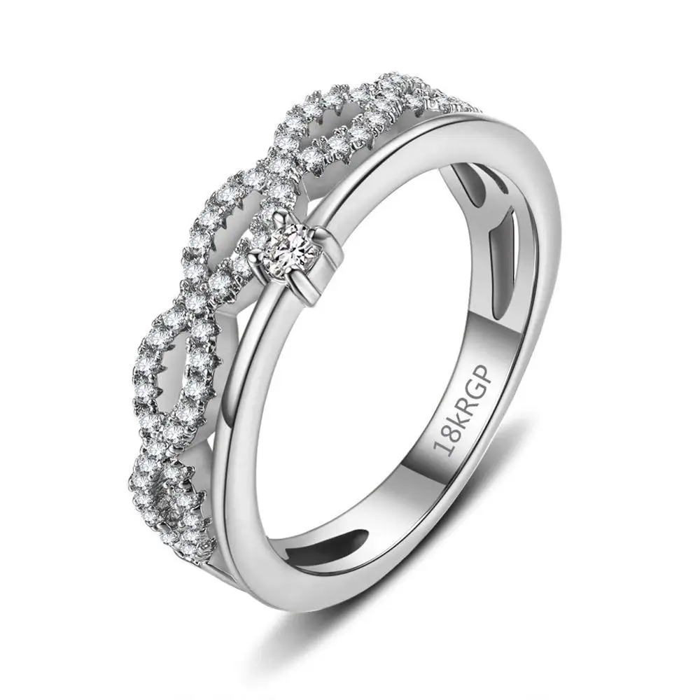 UMODE Promise обручальные кольца для женщин, женские кольца бесконечности с кубическим цирконием, розовое золото, серебро, ювелирные изделия UR0462 - Цвет основного камня: White Gold