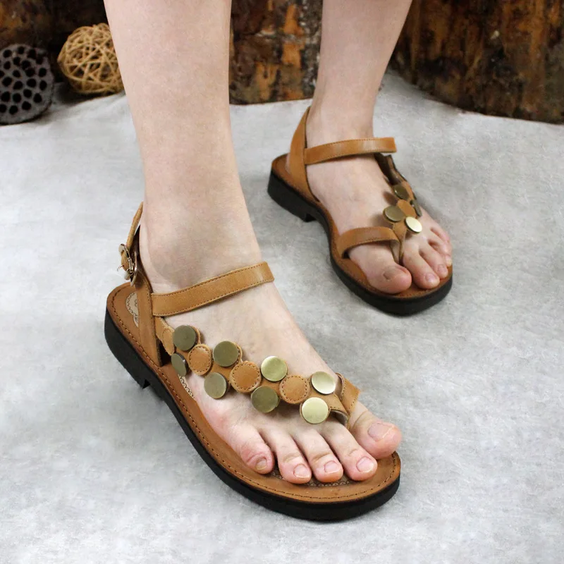 

Artdiya genuine leather women shoes handmade retro Original 2019 summer new casual sandals women's comfortable low-heeled shoes