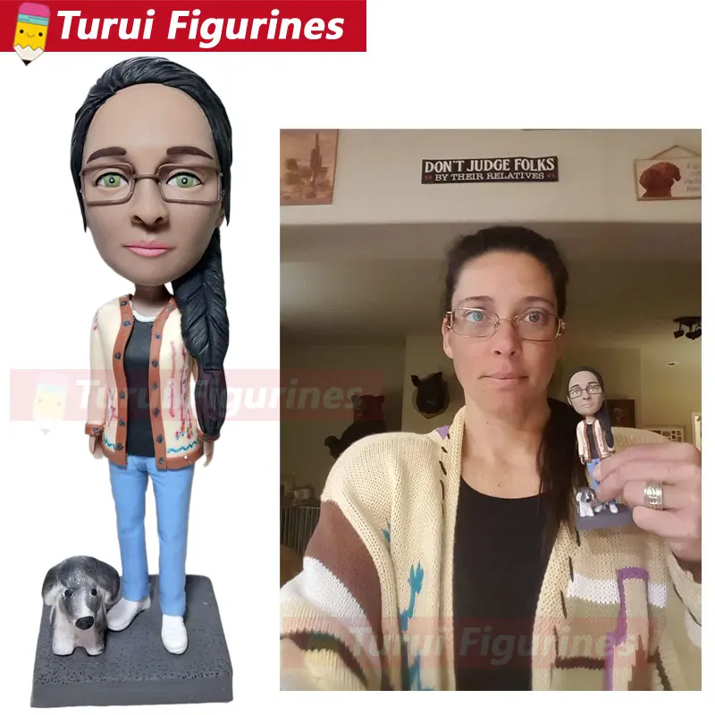 football game fans girl with her dog mini statue little people real face doll figurine miniature home accent decor sculpted figu football game fans girl with her dog mini statue little people real face doll figurine miniature home accent decor sculpted figu