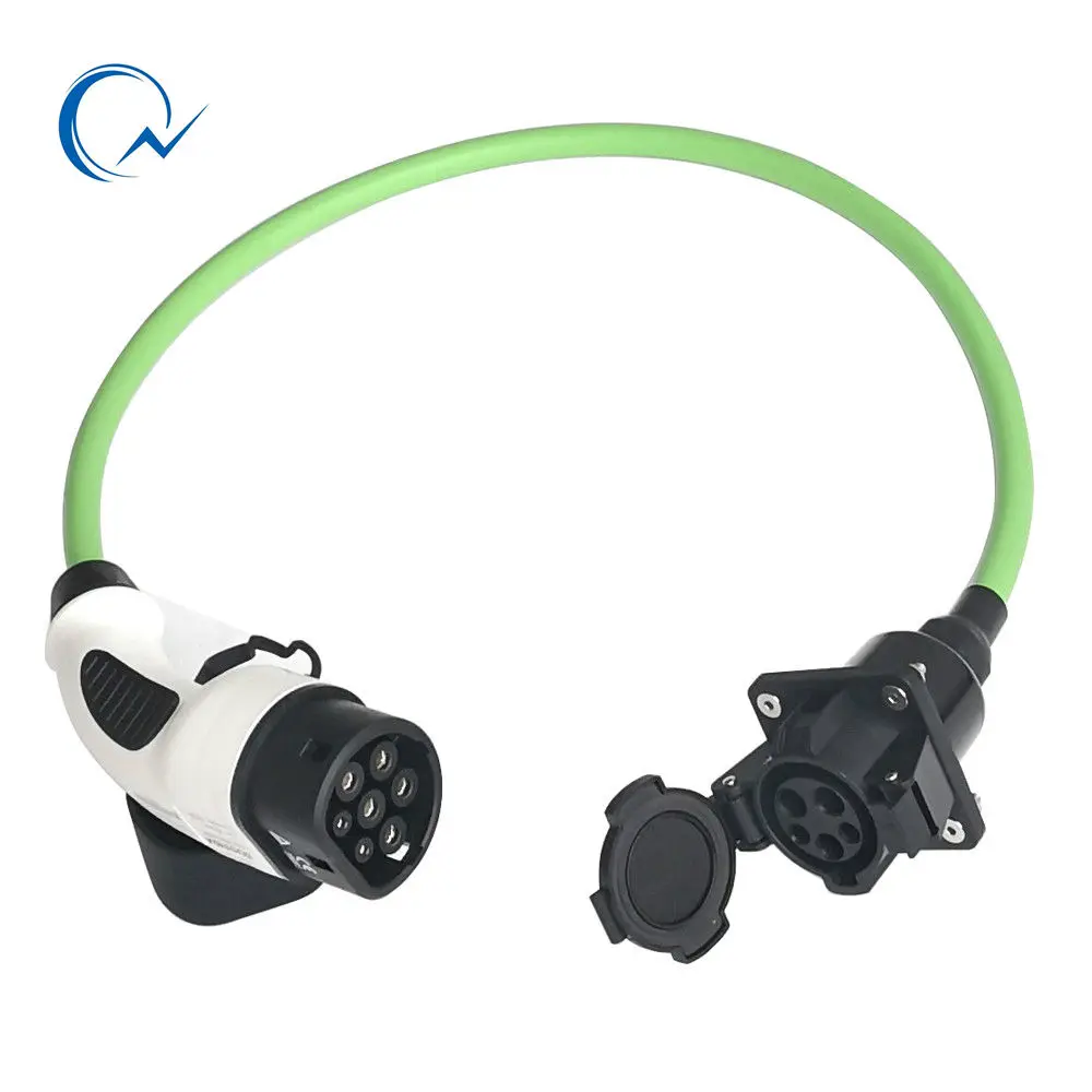 

32A SAE J1772 Socket Type 1 To Type 2 Single Phase Electric Car Vehicle EV Charger EV Car Adapter Charging Plug 1.97Ft Cable