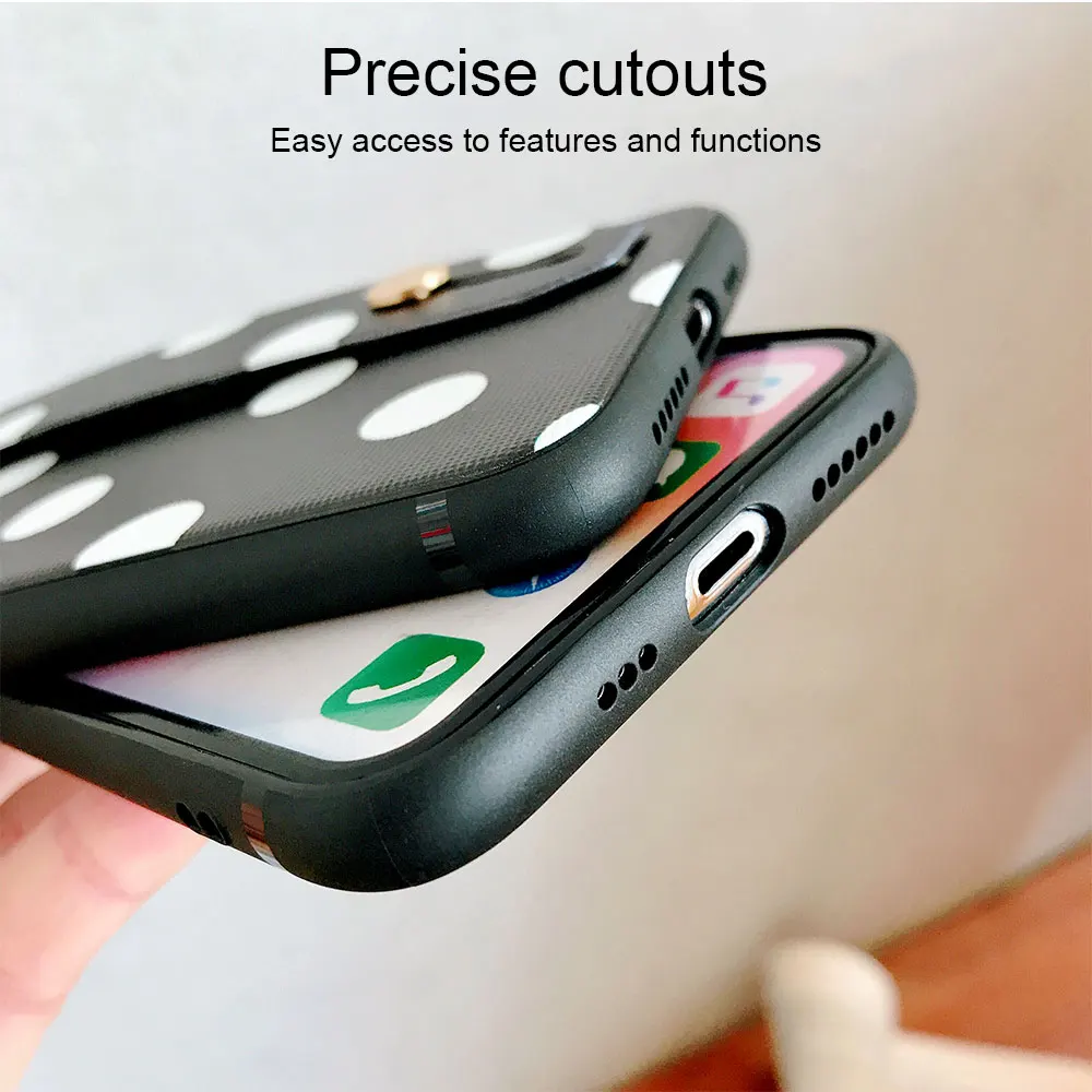 Ascromy For iPhone XS Max Case Wrist Strap Cartoon Cat Wave Point Cover For iPhone X S XR 8 Plus 7 6 6S Coque Phone Accessories (3)