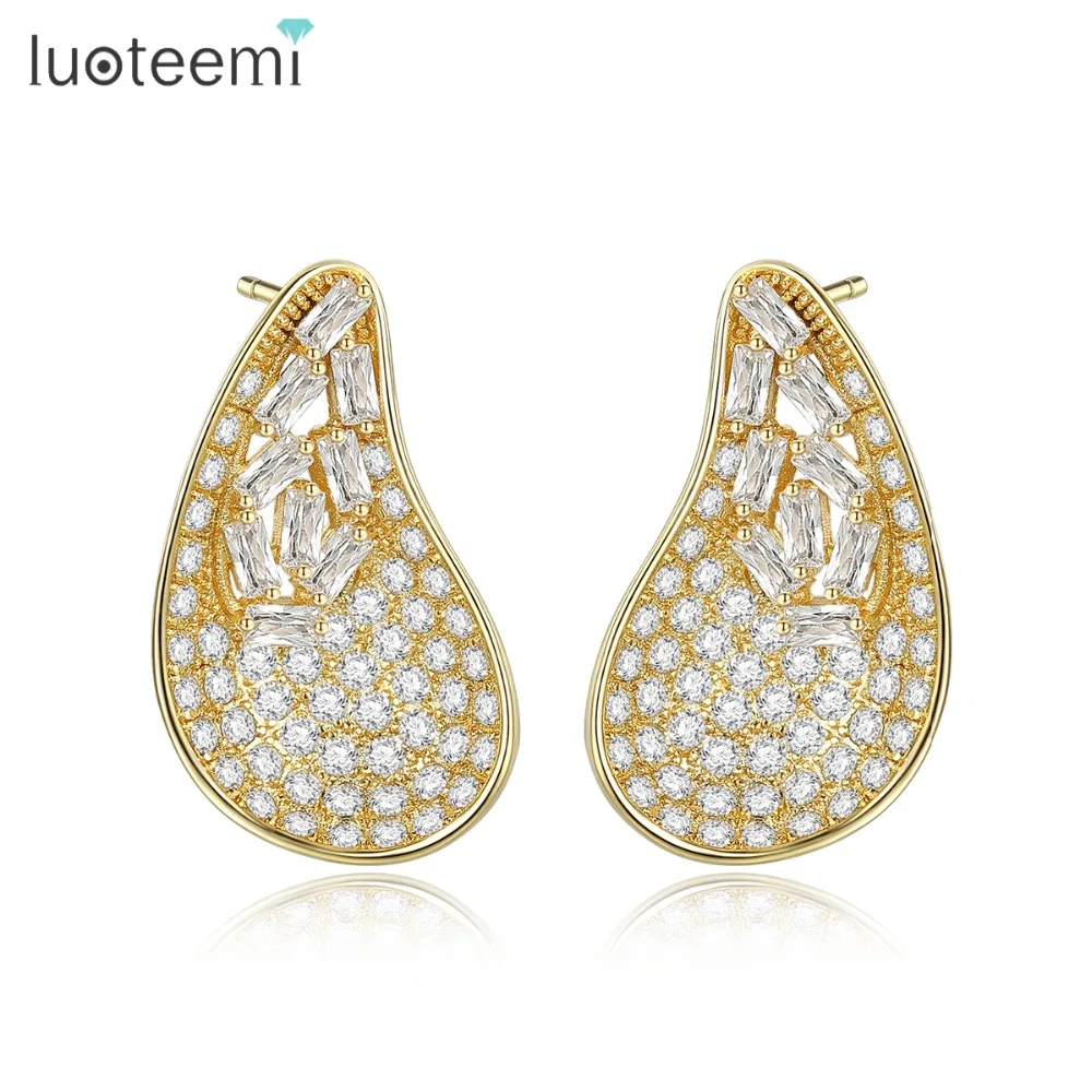 LUOTEEMI брендовые роскошные популярные серьги в виде капель с натуральным цирконием, свадебные серьги Naija, модные ювелирные изделия, с фабрики