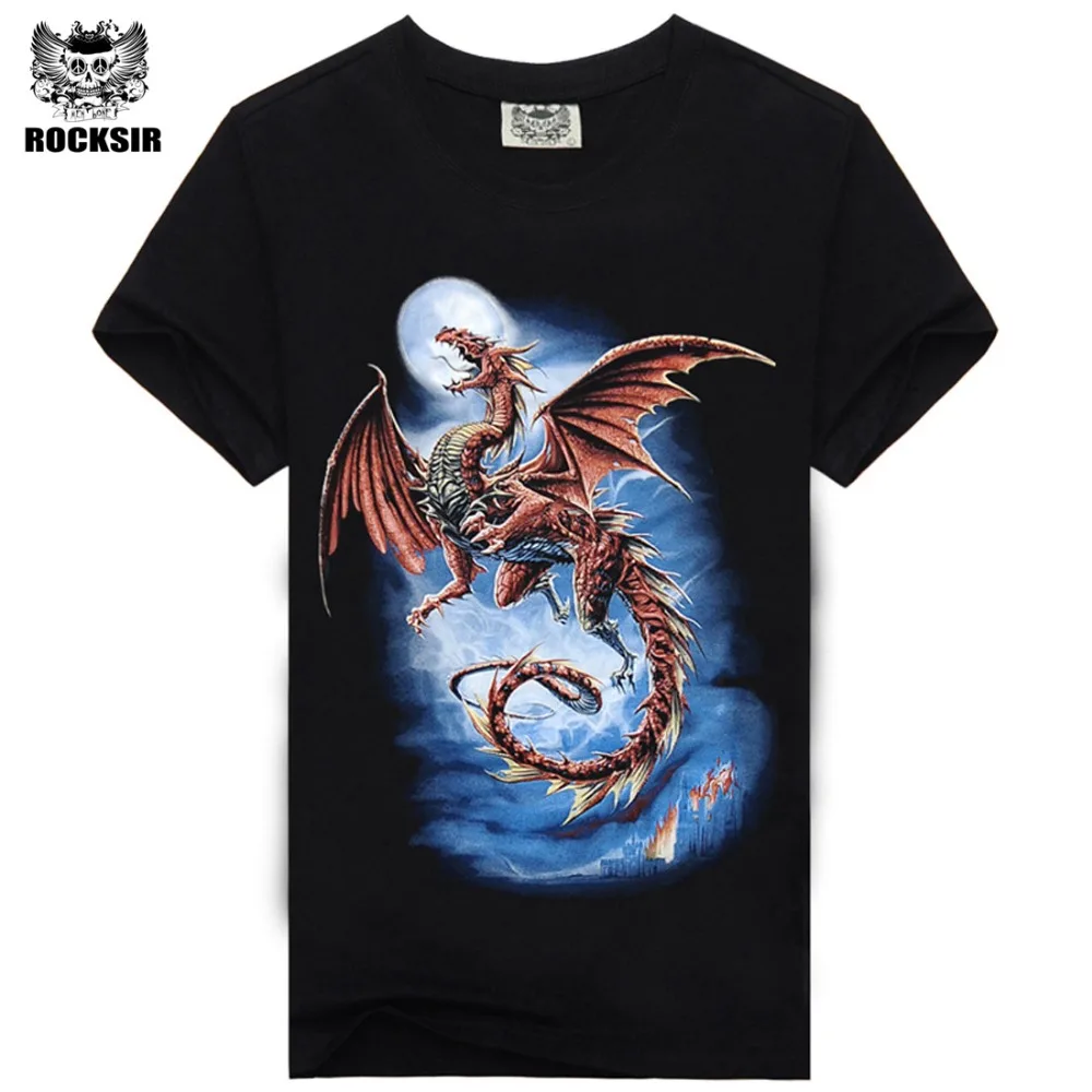 

Rocksir 2017 Fashion Man Shirts Fly Dragon Casual 3D Printed Men Wear T shirt Five Size M-XXXL Cotton Men Clothes Brand Clothing