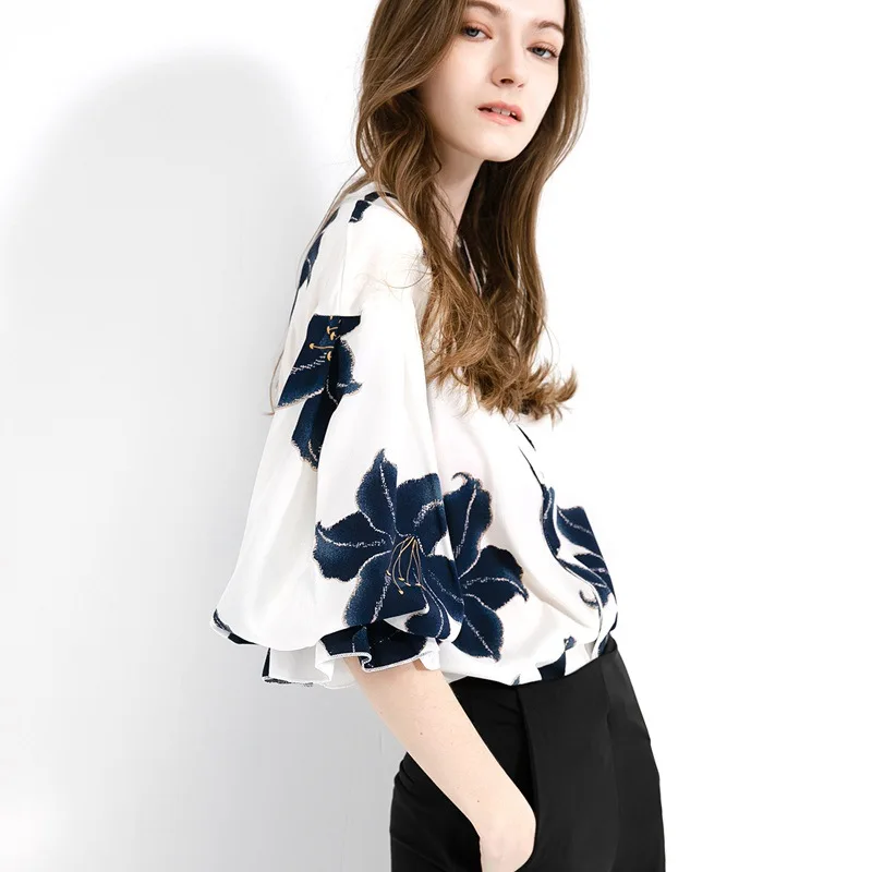 

V Neck Flared Sleeves Mesh Patchwork Shirts Summer Plus Size Casual Loose Mesh Women Blouse Street Womens Tops Blouses Dropship