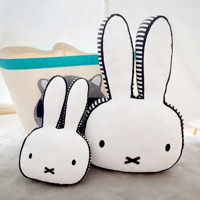 

Ins hot Black and White Rabbit Pillow Baby bed decor bunny face Plush Cushion Home Sofa Decorate bunny head throw pillow