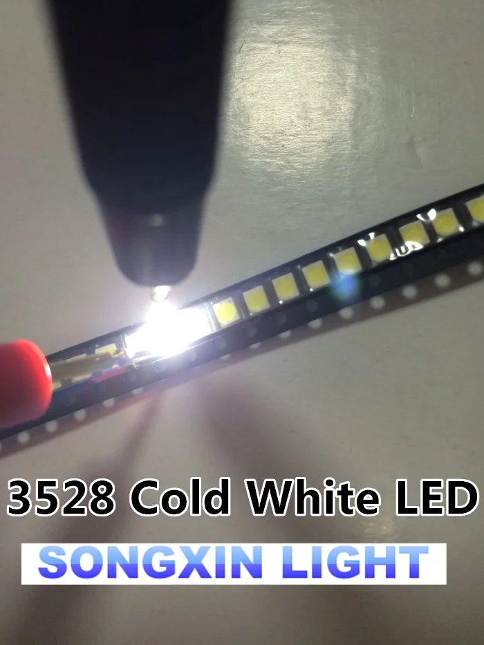 1000 шт. SMD светодиодный 3528 холодный белый 1210 8-9 лм 8500K-13000K Светодиодная лампа диод