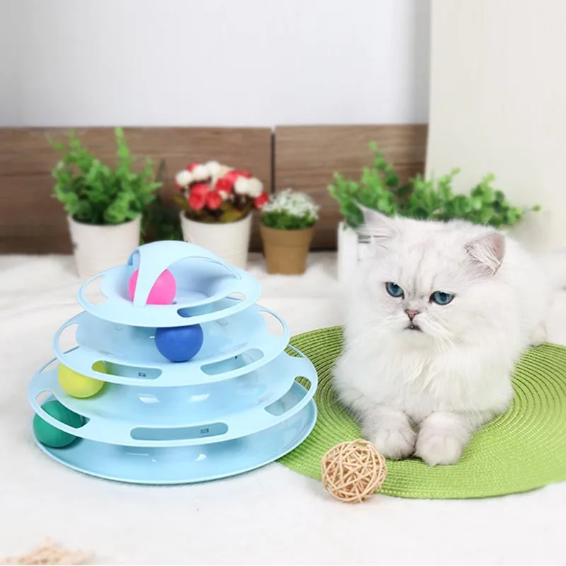 

1 Pcs Pet Cat Toy Round Disk 4 Layers Ball Turntable Funny Playing Activity Amusement WXV Sale