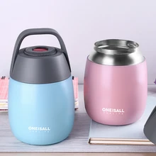 Bébé Manger En Acier Inoxydable Vide bol Bébé Mangeoires avec cuillère Portable thermos Bol avec couvercle pour Âme 450 ML bento