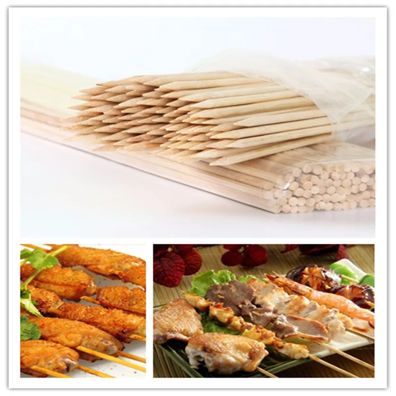 100pcs/pack Bamboo Skewers Grill Shish Kabob Wood Sticks Barbecue BBQ