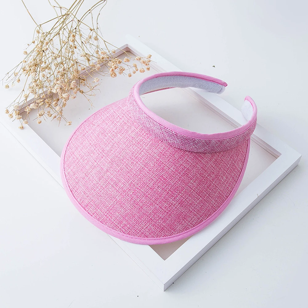 فارغة أعلى قناع قبعة الشمس الإناث قبعات للحماية من الشمس الصيف غطاء الوجه السفر الشاطئ كبيرة على طول Ttraw كاب الساحلية النساء الفتيات الصلبة ع...