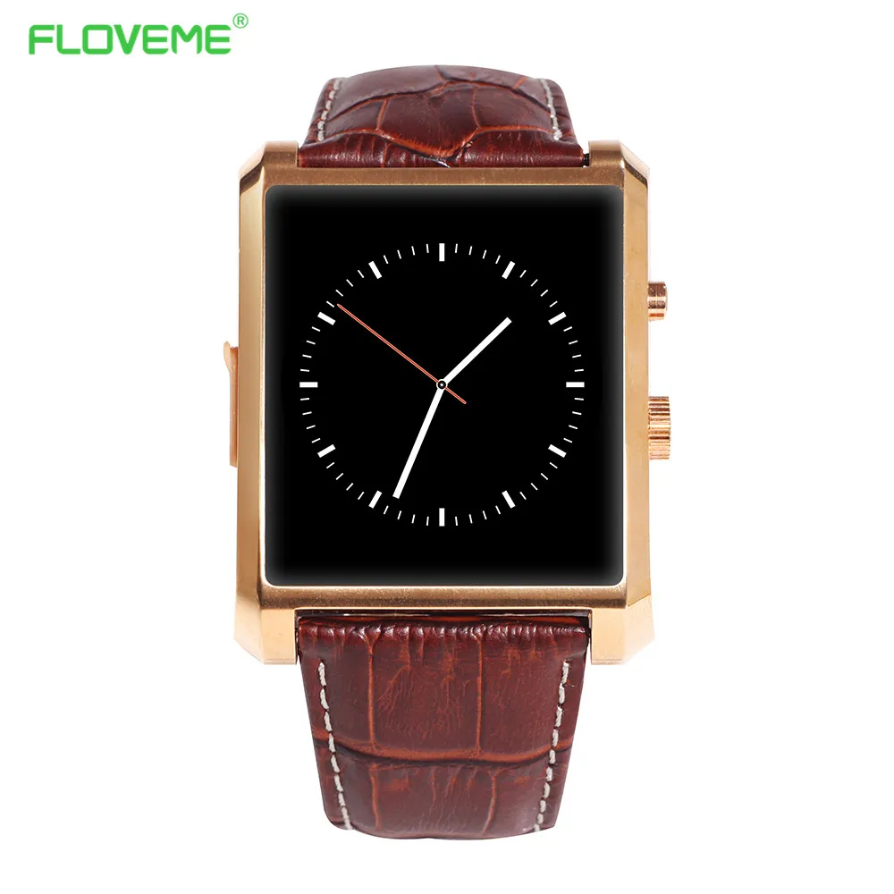  Смарт Часы Floveme Многофункциональный Bluetooth 4.0 Кожаный Наручные Часы С Камерой Фитнес-Трекер IPS Экран Для Android IOS Телефон 