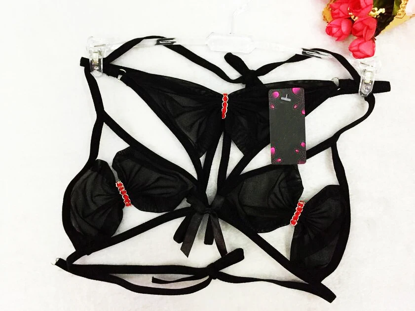 

2016 new arrival Mesh big bows panties and bra novelty special extoic apparel lingerie sets bra set sexy lingeries NR250