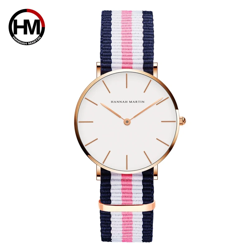 Dropshipping Japan Quartz Movement Analog Fashion Casual font b Watches b font Nylon Strap Wrist font